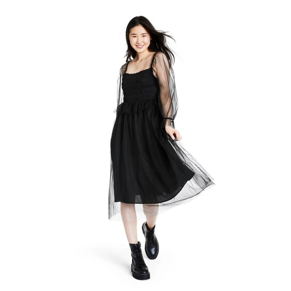 Sandy Liang x Target Black Sheer Sleeve Midi Dress